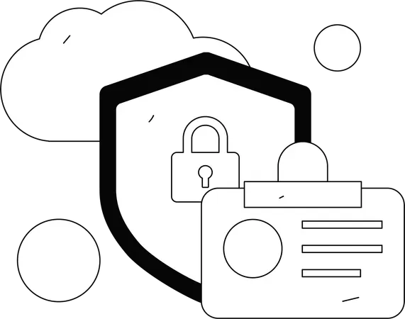 Cyber security with id card  Illustration