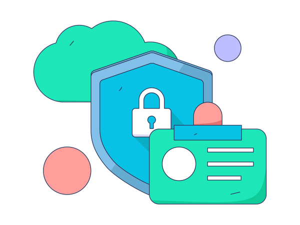Cyber security with id card  Illustration