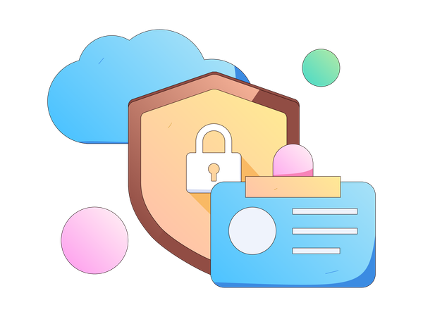 Cyber security with id card Illustration