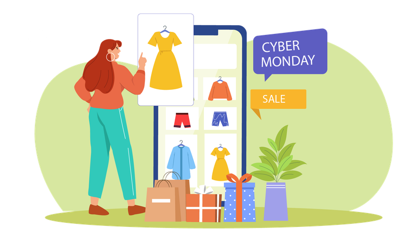 Compras na Cyber Monday  Ilustração