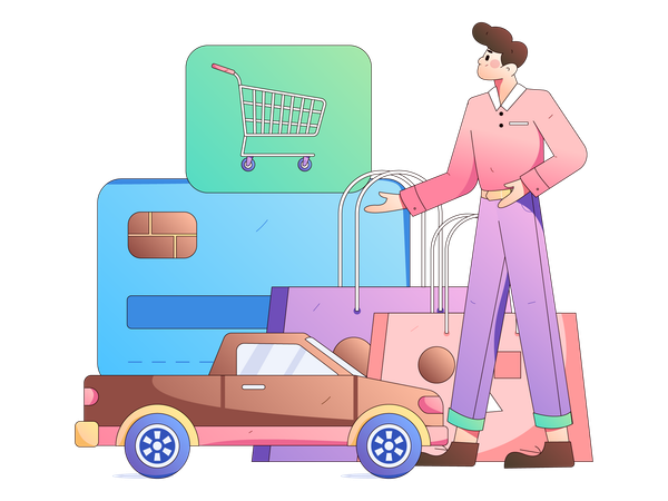 Cyber shopping done by man  Illustration
