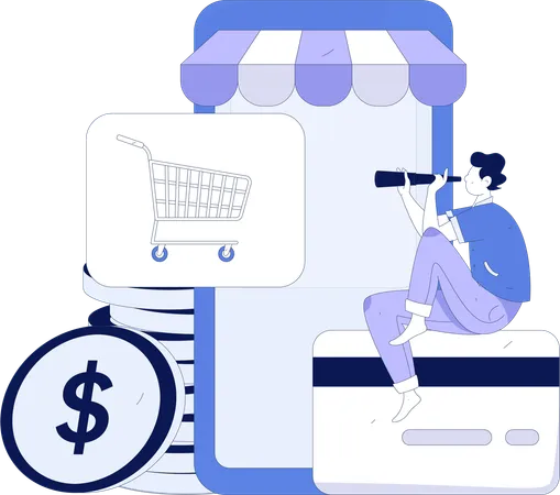 Cyber Shopping Payment  Illustration