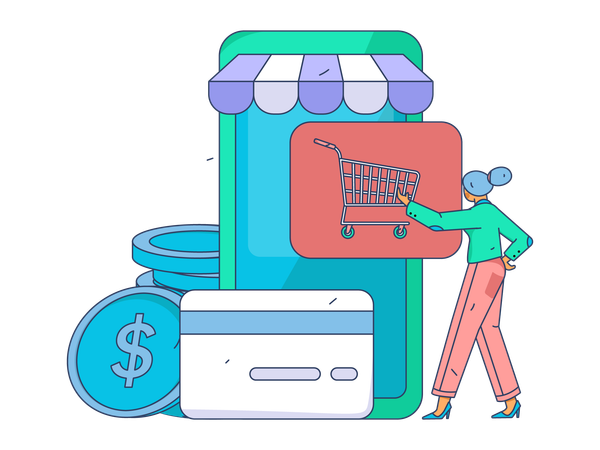 Cyber Shopping Payment  Illustration