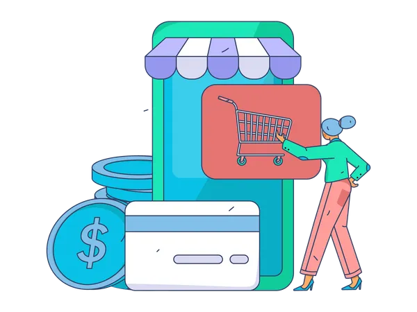 Cyber Shopping Payment  Illustration