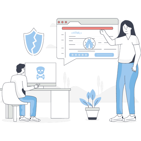 Cyber-Sicherheitsanalyst analysiert die Daten  Illustration