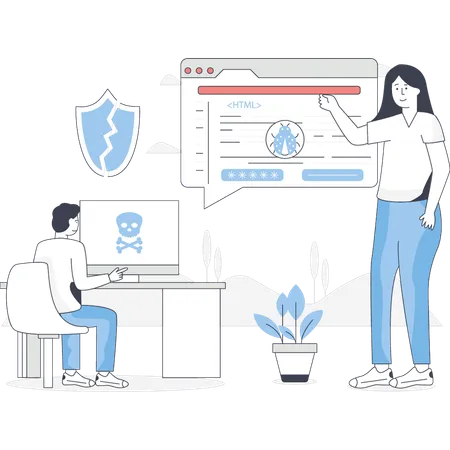 Cyber-Sicherheitsanalyst analysiert die Daten  Illustration