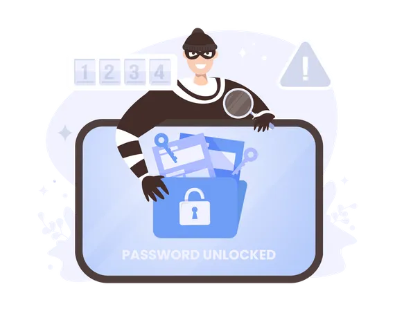 Schwaches Passwort Zugangsdaten Cybercrime Illustrationsdesign Illustration