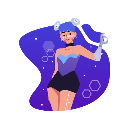 Cyberpunk fashion girl from the future  Illustration