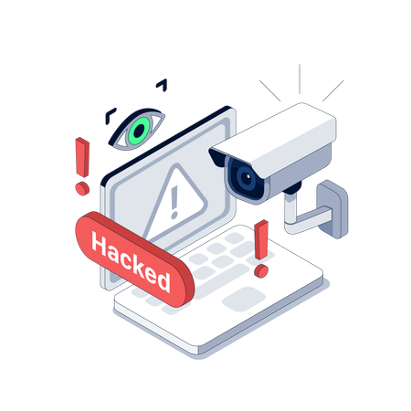 Cybersecurity breach with hacked CCTV camera  Illustration