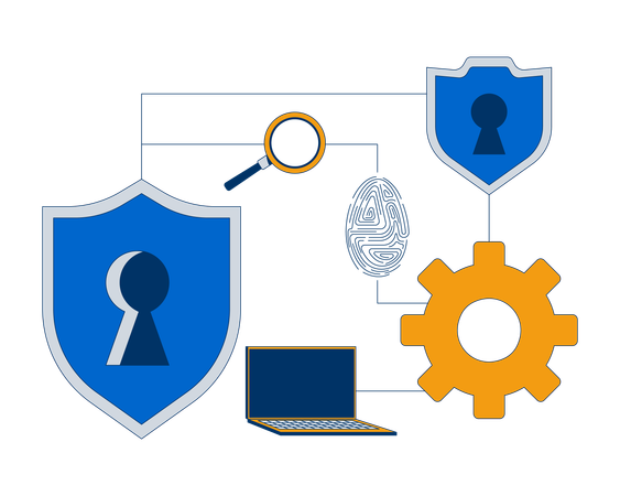 Cybersecurity connected network  Illustration