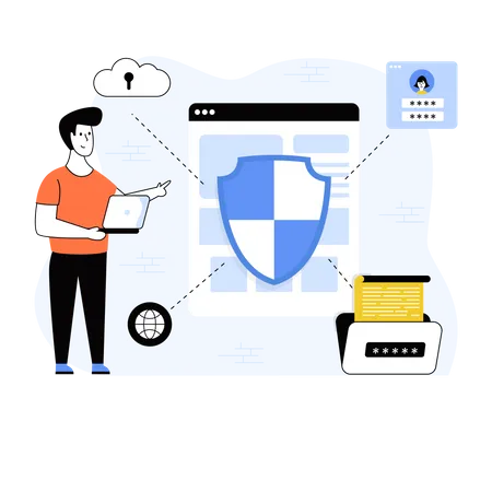 Cybersecurity And Data Protection Concept Flat Illustration Illustration