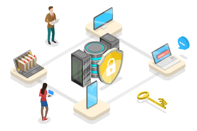 3 D Isometric Flat Vector Conceptual Illustration Of Cybersecurity Software Database Security Apps Development Illustration