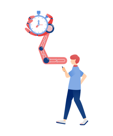 Cyborg Hand Holding Clock for Time Management and Event Scheduling Apps  Illustration