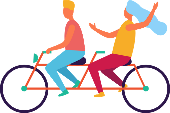 Couple à vélo  Illustration