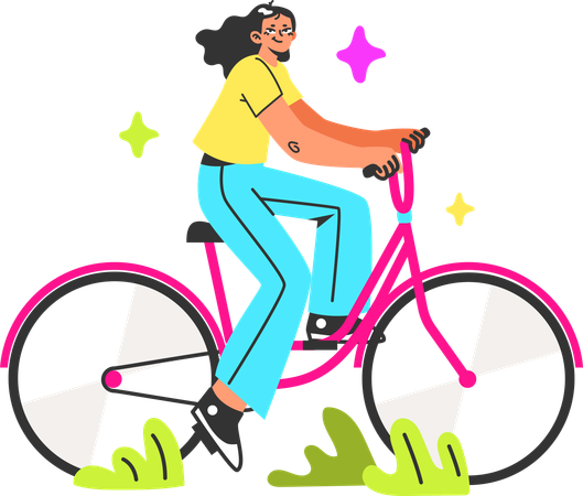 Fille faisant du vélo  Illustration