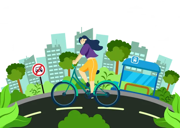 Fille faisant du vélo  Illustration