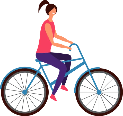 Fille faisant du vélo  Illustration