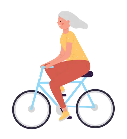 Femme âgée, équitation, cycle  Illustration