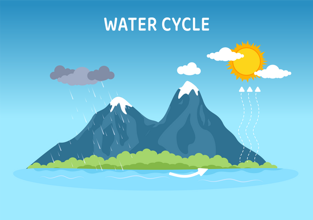 Le cycle de l'eau en cours  Illustration