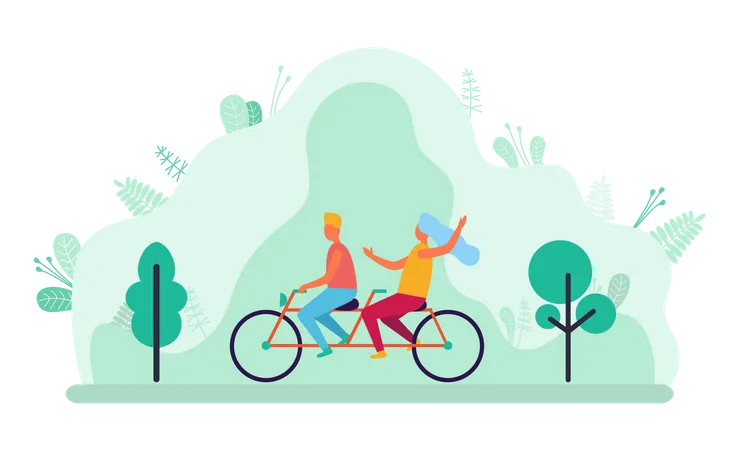 Couple à vélo  Illustration