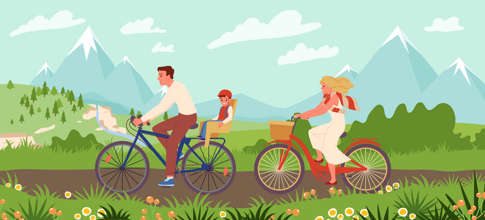 Vélo familial  Illustration