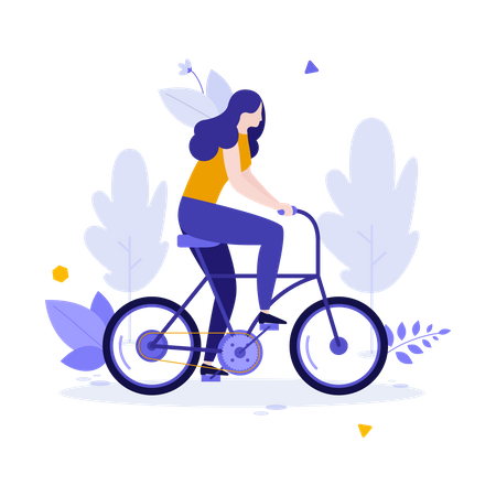 Femme, équitation, cycle  Illustration