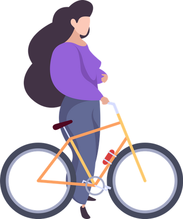 Femme, équitation, cycle  Illustration