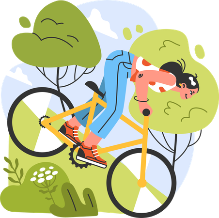 Fille faisant du vélo  Illustration