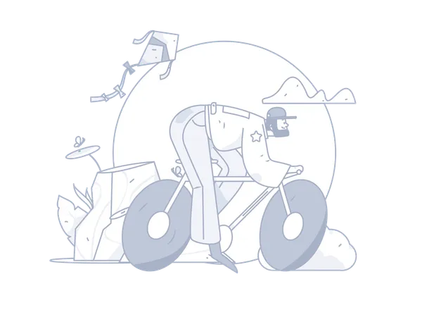 Homme équitation cycle  Illustration