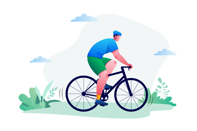 Homme équitation cycle  Illustration