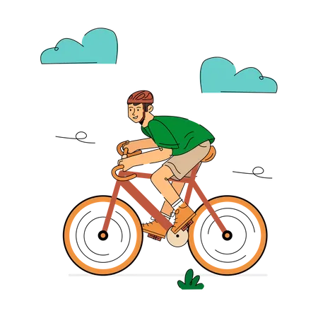 Homme équitation cycle  Illustration