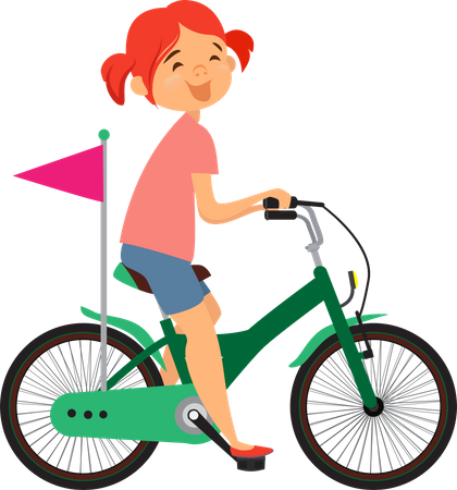 Petite fille faisant du vélo  Illustration