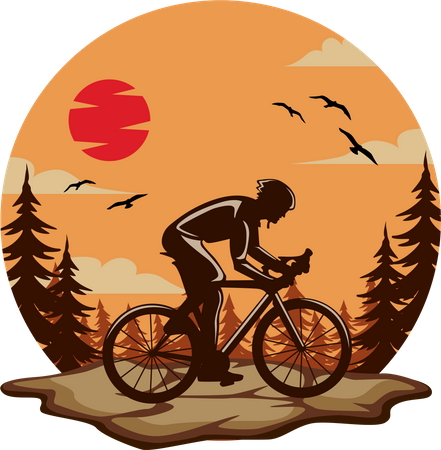 Cycling adventure wild life  Illustration