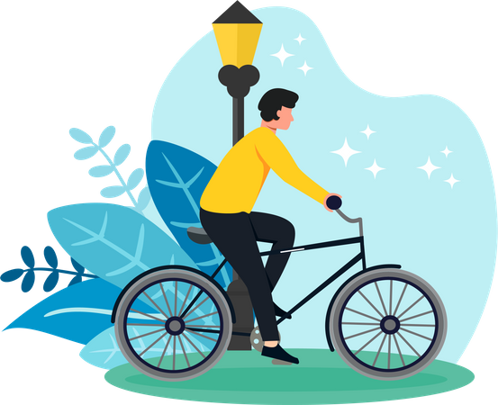 Cycling In Park  Illustration
