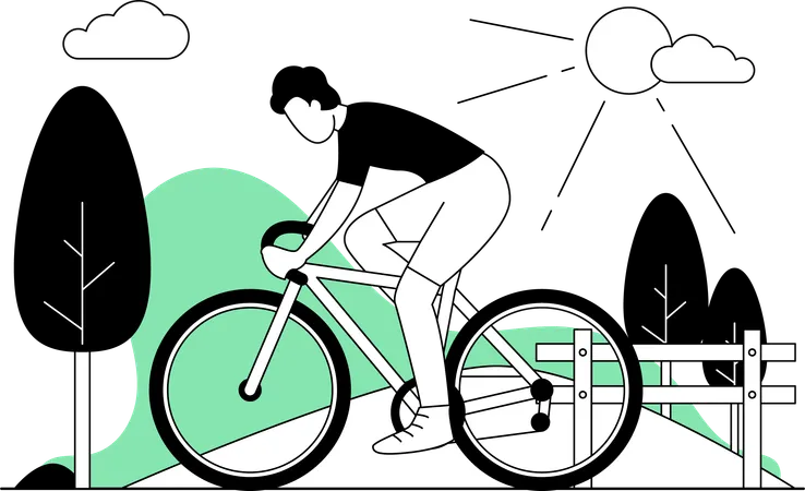 Cycling In The Morning  Illustration