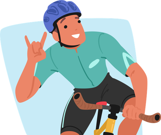 Cyclist Confidently Rides Bike  Illustration