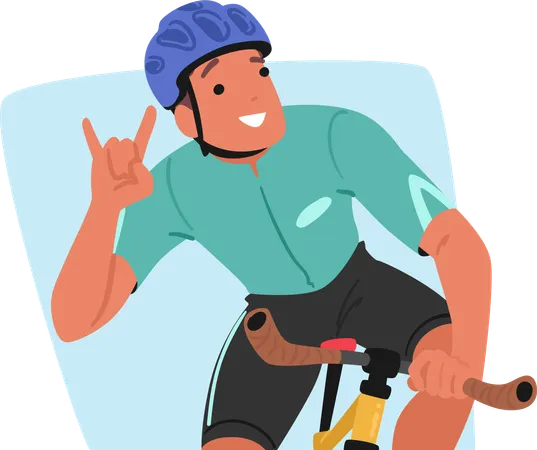 Cyclist Confidently Rides Bike  Illustration