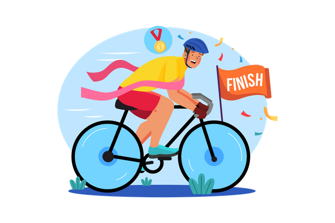 Cyclist finishing race  Illustration