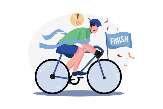 Cyclist finishing race  Illustration