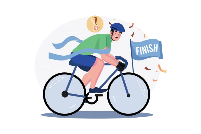 Cyclist finishing race  Illustration