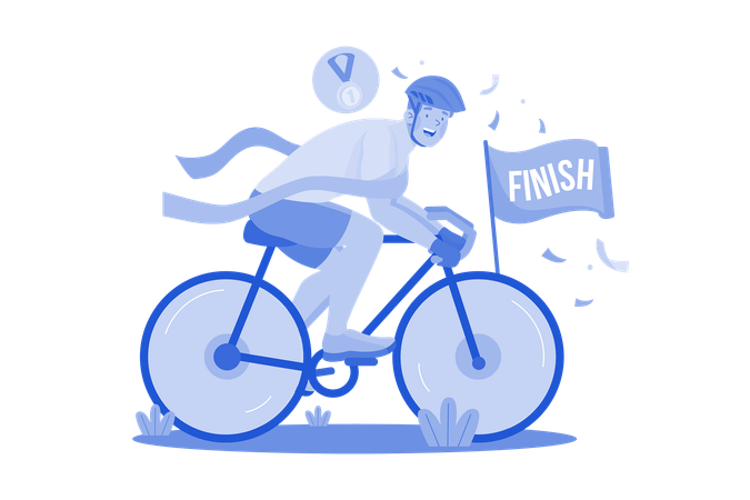 Cyclist finishing race  Illustration