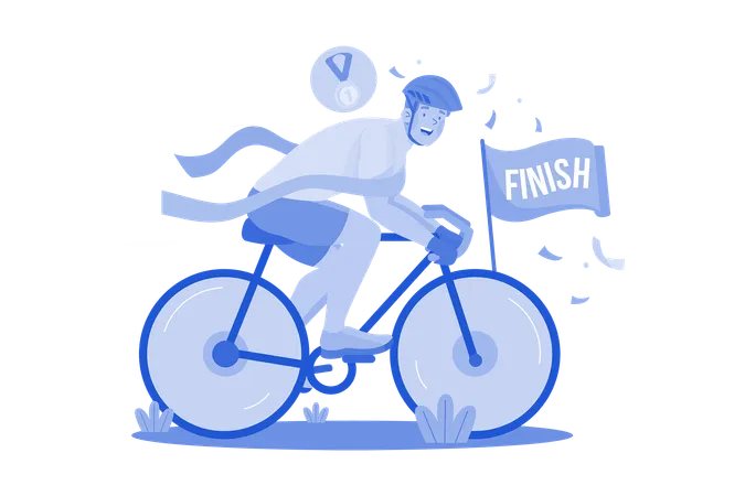 Cyclist finishing race  Illustration