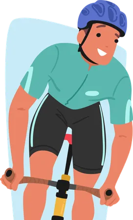 Sportsman Cyclist Gracefully Pedals With A Radiant Smile Embodying Joy In Motion The Rhythmic Spin Of Wheels Mirrors The Happiness Radiating From The Rider Face Cartoon People Vector Illustration Illustration