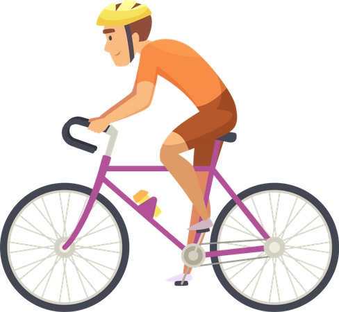 Cyclist Riding Bicycle Illustration