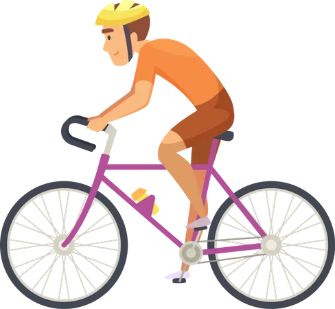 Bicycle Sportsmen Cartoon Characters Driving Various Bikes 일러스트레이션