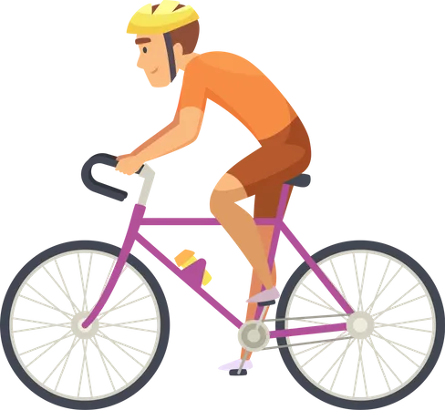 Cyclist Riding Bicycle  Illustration