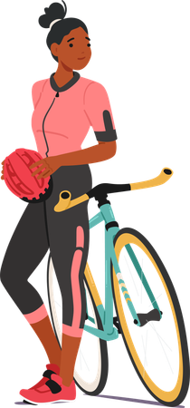 Cyclist standing with bicycle  Illustration