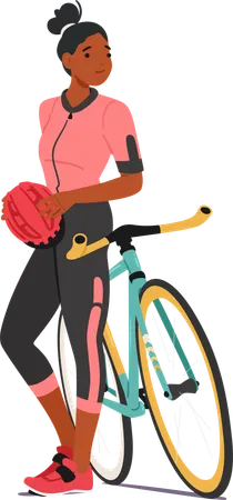 Cyclist standing with bicycle  Illustration