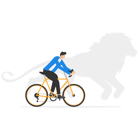 Cycliste et silhouette chevauchant un tigre  Illustration