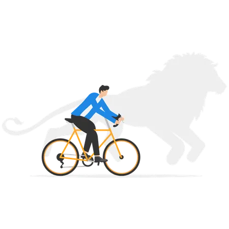 Cycliste et silhouette chevauchant un tigre  Illustration